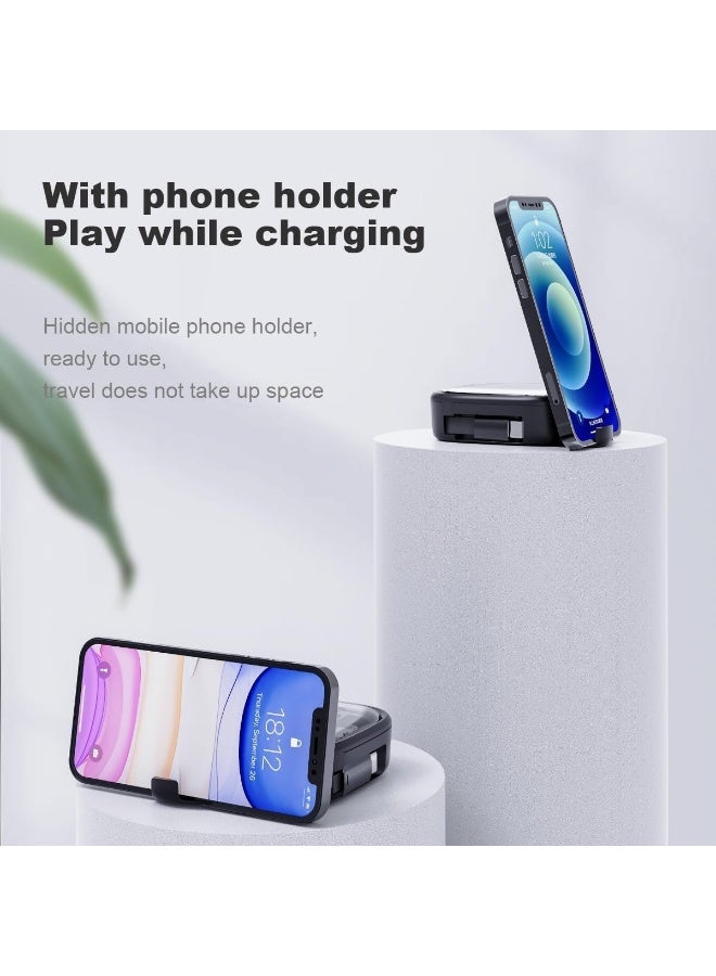 مجموعة محولات USB متعددة الوظائف 6 في 1 مع كابل شحن سريع من النوع C بقوة 60 واط - علبة تخزين محمولة مزودة بدبوس إخراج شريحة SIM وفتحات للبطاقات وحامل هاتف مدمج - حل شحن عالمي للسفر لأجهزة iPhone وSamsung وMacBook وAndroid - Image 5